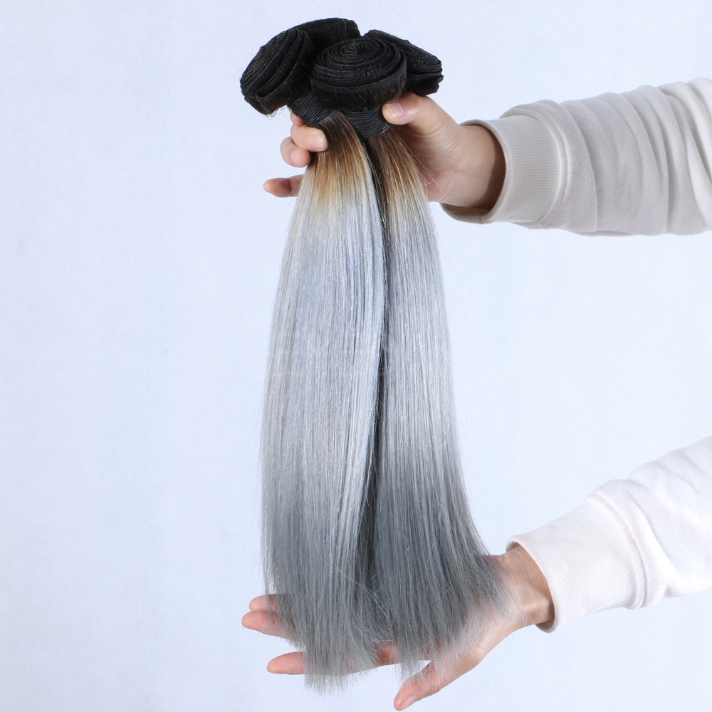 Silver hair extensions with closure LJ238